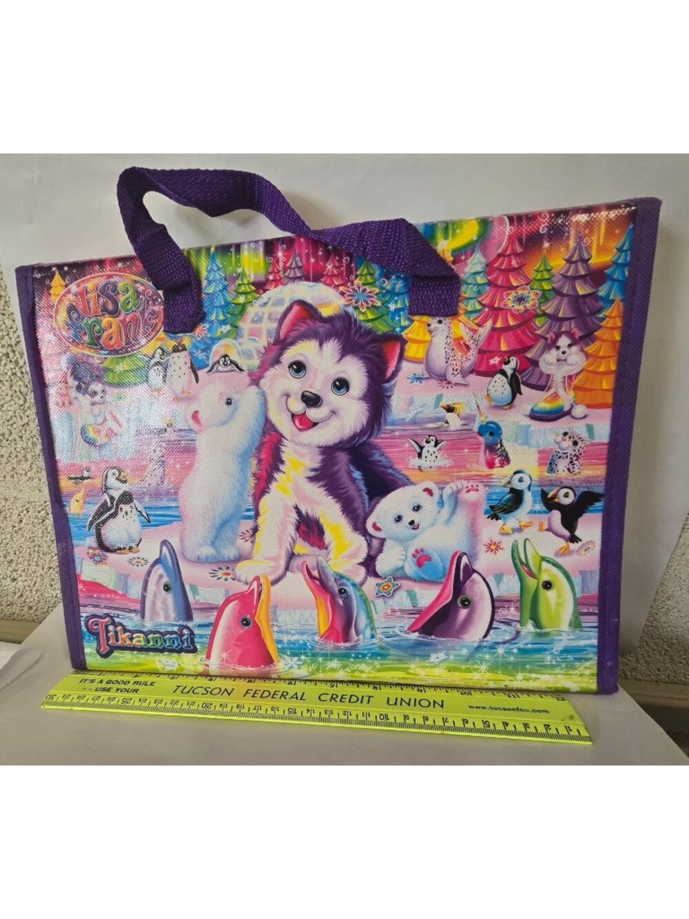 Lisa Frank Tikanni Trifold Portfolio Folder Slit Pockets Colorful School Success